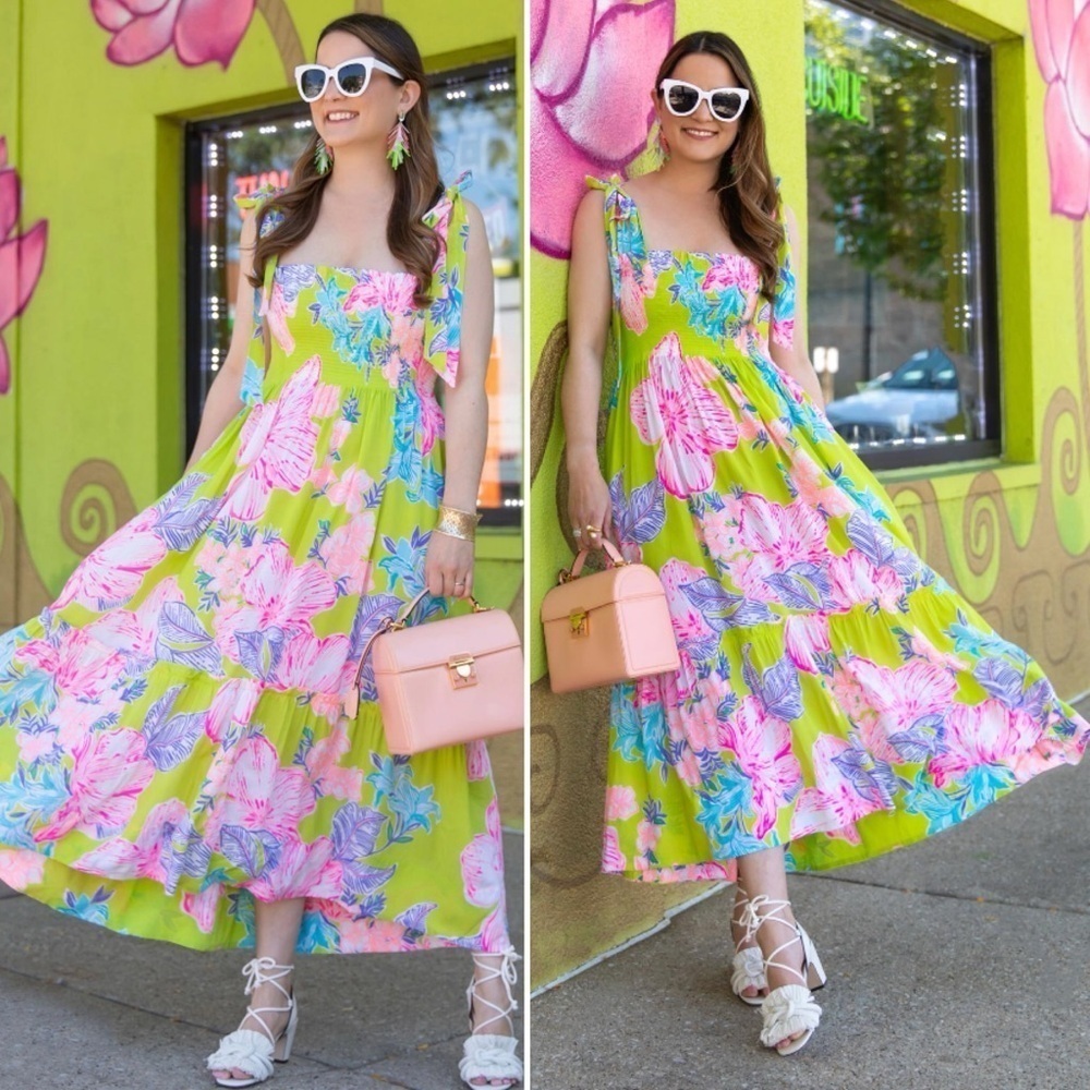 LILLY PULITZER Rivera Matcha Green Midi Dress‎